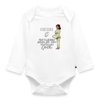 Ich bin 5 - Mädchen Karate - Baby Bio-Langarm-Body - Weiß - Vorne