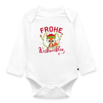 Frohe Weihnachten - Baby Fuchs Fest Geschenk - Baby Bio-Langarm-Body - Weiß - Vorne