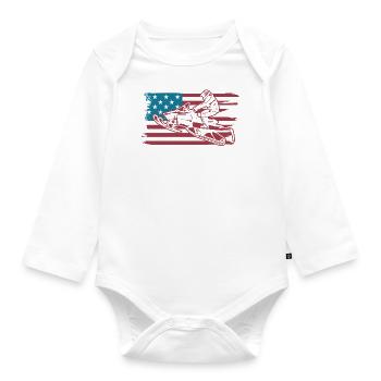 Snowmobile Snowmobiling sled motor sled - Organic Longsleeve Baby Bodysuit - white - Front