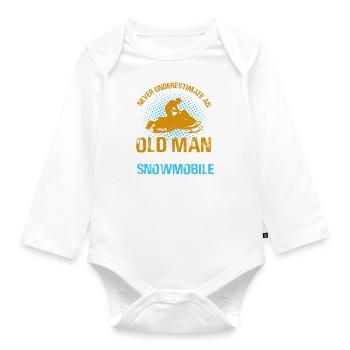 Snowmobile Snowmobiling sled motor sled - Organic Longsleeve Baby Bodysuit - white - Front
