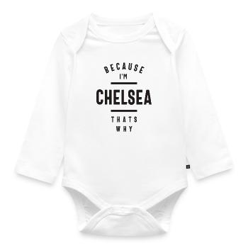 Chelsea Personalisierter Name - Baby Bio-Langarm-Body - Weiß - Vorne