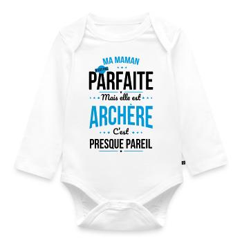 Ma maman n'est pas parfaite - Archère - Body Bébé bio manches longues - blanc - Devant