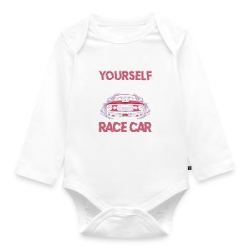 Je regardais votre piste de terre drôle de voiture de course - Body Bébé bio manches longues - blanc - Devant