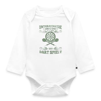 Dartspieler alter Mann - Baby Bio-Langarm-Body - Weiß - Vorne