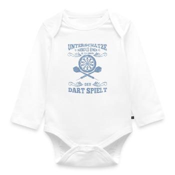 Dartspieler alter Mann - Baby Bio-Langarm-Body - Weiß - Vorne