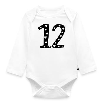 12 Geburtstag mit Herz - Baby Bio-Langarm-Body - Weiß - Vorne