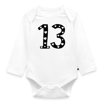 13 Geburtstag mit Herz - Baby Bio-Langarm-Body - Weiß - Vorne