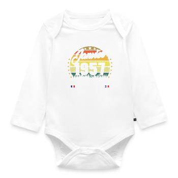 Vintage Cadeau Anniversaire 66 Ans Janvier 1957 - Body Bébé bio manches longues - blanc - Devant