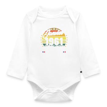 Vintage Cadeau Anniversaire 62 Ans Janvier 1961 - Body Bébé bio manches longues - blanc - Devant