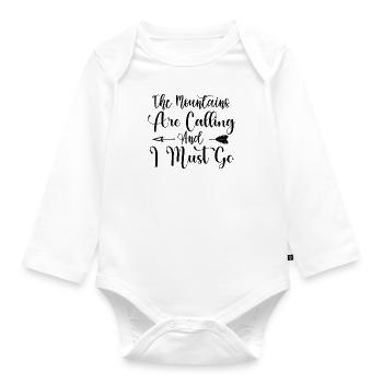 The mountains call hiking shirt - Organic Longsleeve Baby Bodysuit - white - Front