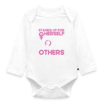 Feminist gender equality F - Organic Longsleeve Baby Bodysuit - white - Front
