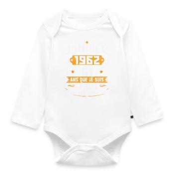 Rétro Cadeau D'anniversaire 61 Ans Janvier 1962 - Body Bébé bio manches longues - blanc - Devant