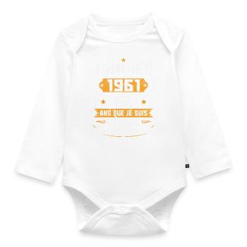 Rétro Cadeau D'anniversaire 62 Ans Janvier 1961 - Body Bébé bio manches longues - blanc - Devant