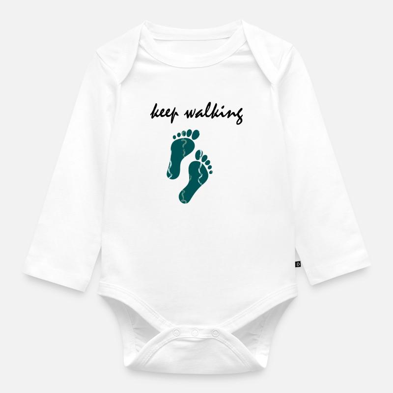 Keep walking - geh weiter! - Baby Bio-Langarm-Body - Weiß