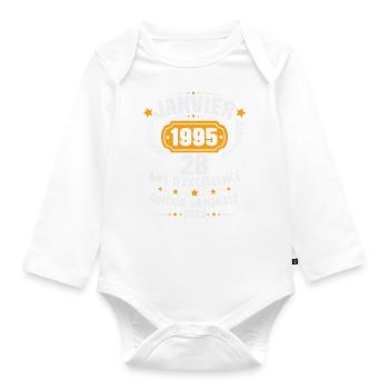 Cadeau D'anniversaire 28 Ans Janvier 1995 Vintage - Body Bébé bio manches longues - blanc - Devant