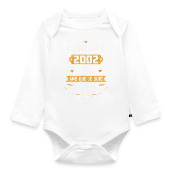 Rétro Cadeau D'anniversaire 21 Ans Janvier 2002 - Body Bébé bio manches longues - blanc - Devant