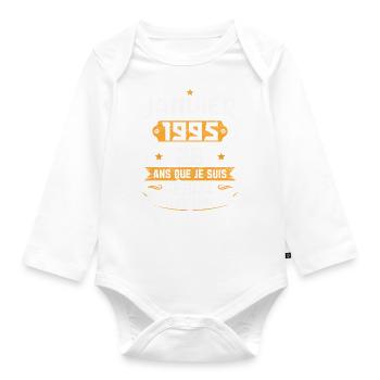 Rétro Cadeau D'anniversaire 28 Ans Janvier 1995 - Body Bébé bio manches longues - blanc - Devant