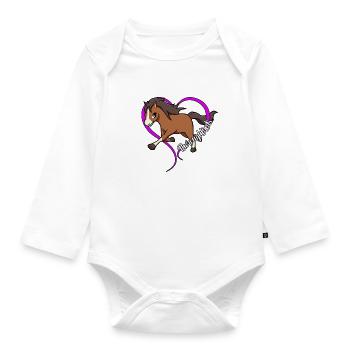 Horse lovers - thoroughbred - Organic Longsleeve Baby Bodysuit - white - Front