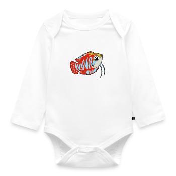 Kawaii striped nematode - Organic Longsleeve Baby Bodysuit - white - Front