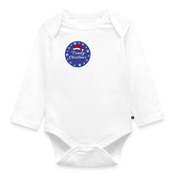 Chapeau de Noël, étoiles des neiges, cercle, Noël - Body Bébé bio manches longues - blanc - Devant