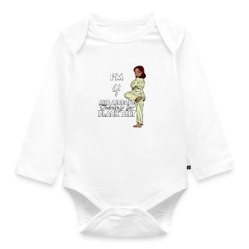 J’ai 4 ans - Karaté fille - Body Bébé bio manches longues - blanc - Devant