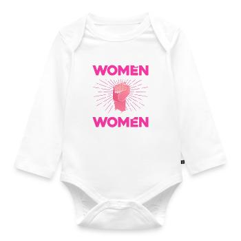 Feminist gender equality F - Organic Longsleeve Baby Bodysuit - white - Front