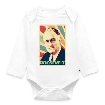 Franklin D. Roosevelt Vintage Farben - Baby Bio-Langarm-Body - Weiß - Vorne