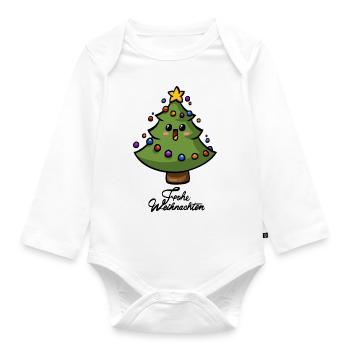 Weihnachtsbaum - Baby Bio-Langarm-Body - Weiß - Vorne