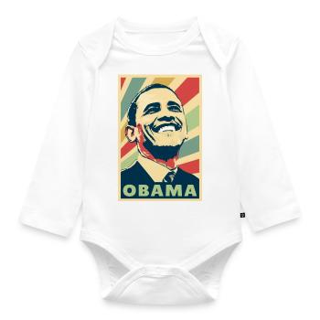 Barack Obama Vintage Colors - Organic Longsleeve Baby Bodysuit - white - Front