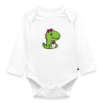 Du bist großartig - Wortspiel Dino Roarsome Spuch - Baby Bio-Langarm-Body - Weiß - Vorne