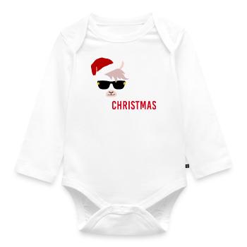 no christmas drama lama christmas gift - Organic Longsleeve Baby Bodysuit - white - Front