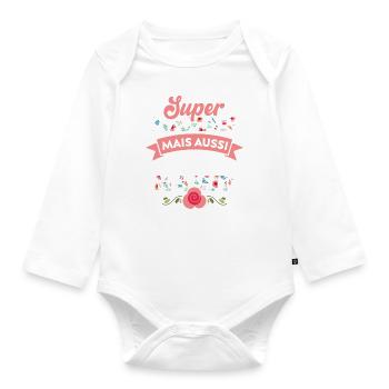Super Maman mais aussi super Mamie - Body Bébé bio manches longues - blanc - Devant