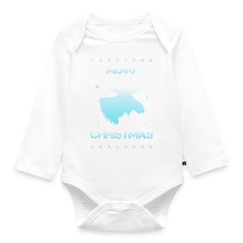 Merry Christmas moss - Organic Longsleeve Baby Bodysuit - white - Front