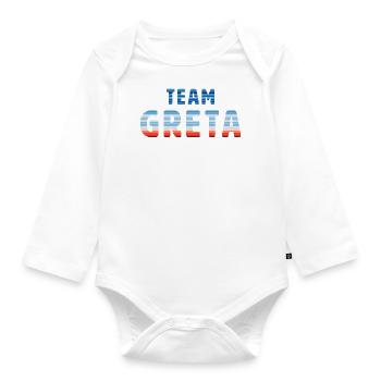 Team Greta | Warming Stripes - Baby Bio-Langarm-Body - Weiß - Vorne