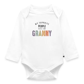 Mes gens préférés m’appellent Mamie - Grand-mère Maman - Body Bébé bio manches longues - blanc - Devant