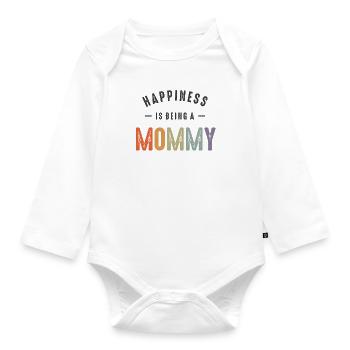 Glück ist, eine Mama zu sein - Baby Bio-Langarm-Body - Weiß - Vorne