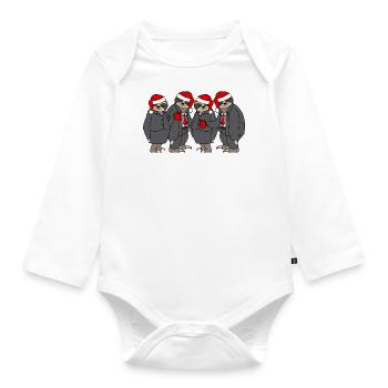 Drôles de paresseux chapeau de Noël Père Noël - Body Bébé bio manches longues - blanc - Devant