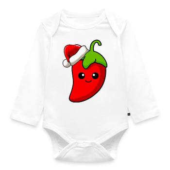Chilli Weihnachten Comic Xmas - Baby Bio-Langarm-Body - Weiß - Vorne