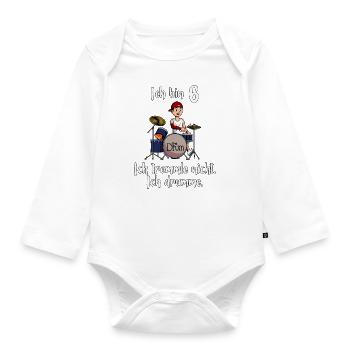 Ich bin 6 - Jungen Schlagzeuger - Baby Bio-Langarm-Body - Weiß - Vorne