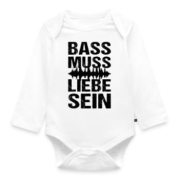 Bass Muss Liebe Sein Techno Musik - Baby Bio-Langarm-Body - Weiß - Vorne