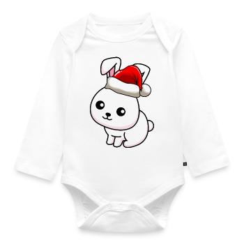 Lapin Comic Noël - Body Bébé bio manches longues - blanc - Devant