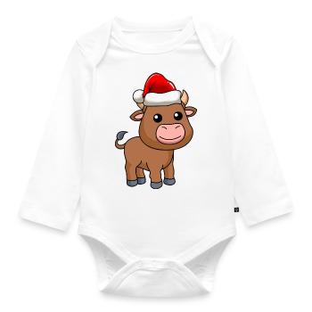 Taureau Comic Christmas - Body Bébé bio manches longues - blanc - Devant