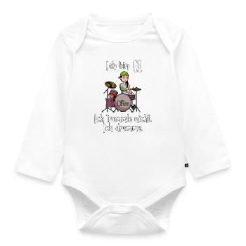 Ich bin 11 - Mädchen Schlagzeuger - Baby Bio-Langarm-Body - Weiß - Vorne