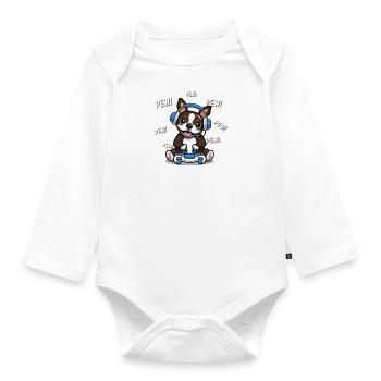 Brown Boston Terrier - Organic Longsleeve Baby Bodysuit - white - Front