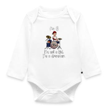 Ich bin 6 - Jungen Schlagzeuger - Baby Bio-Langarm-Body - Weiß - Vorne