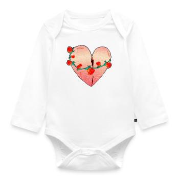 herz rosen narben rot symbol - Baby Bio-Langarm-Body - Weiß - Vorne