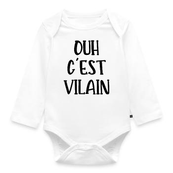 ouh c'est vilain - Body Bébé bio manches longues - blanc - Devant