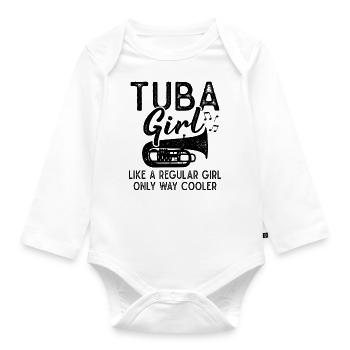 Tuba Girl Wind Instrument Orchestra Musician - Organic Longsleeve Baby Bodysuit - white - Front