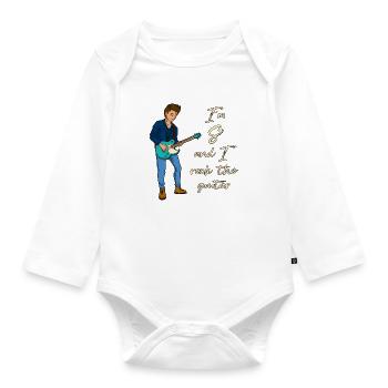I'm 8 - Young Guitarist - Organic Longsleeve Baby Bodysuit - white - Front