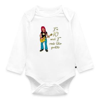 I'm 10 - Girl Guitarist - Organic Longsleeve Baby Bodysuit - white - Front